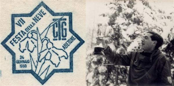 1960 01 24 - Abetone (Pt)  Logo Festa della Neve - Giorgio Vacchi brinda in coppa